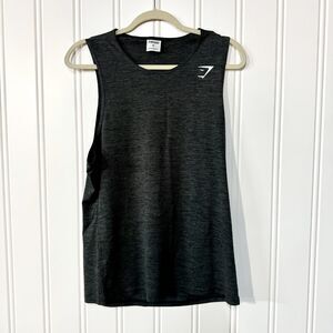 GYMSHARK Shirt Mens Size Medium Grey/Black Muscle Tank Spandex Cotton Slim Fit